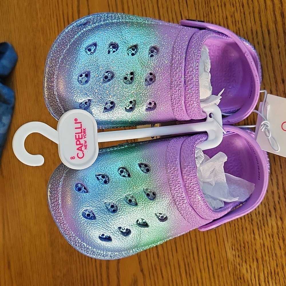Capelli clogs iridescent blue, green and purple
